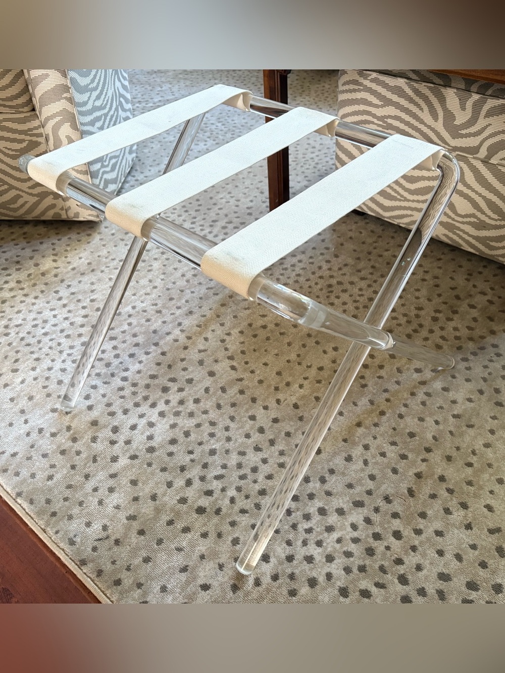 Lucite/Acrylic MCM luggage stand foldable